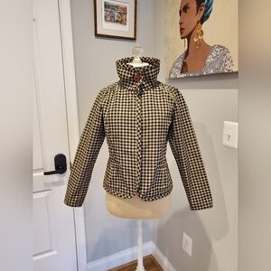 Weekend Max Mara Spring Checkered Rain Jacket High Collar Size 36 Euro/Small